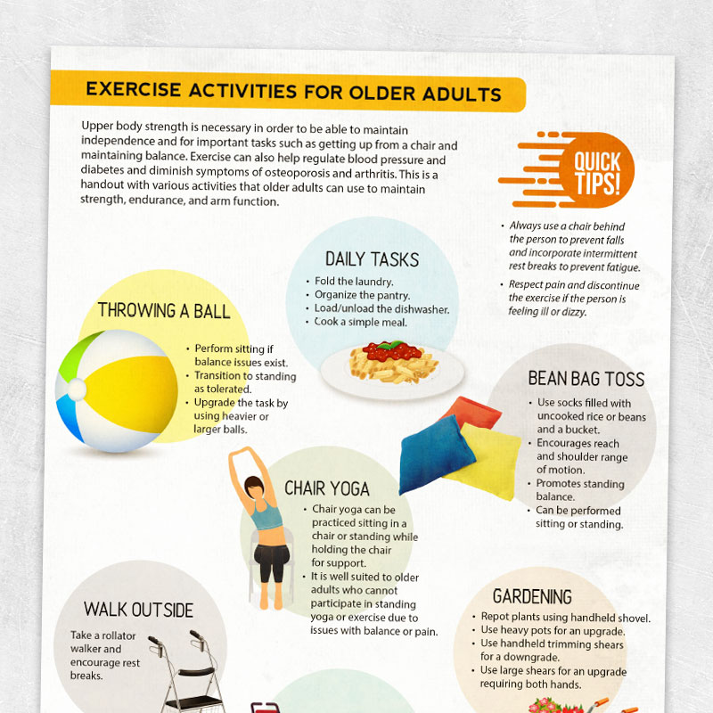 Exercise Activities for Older Adults – Adult and pediatric printable  resources for speech and occupational therapists